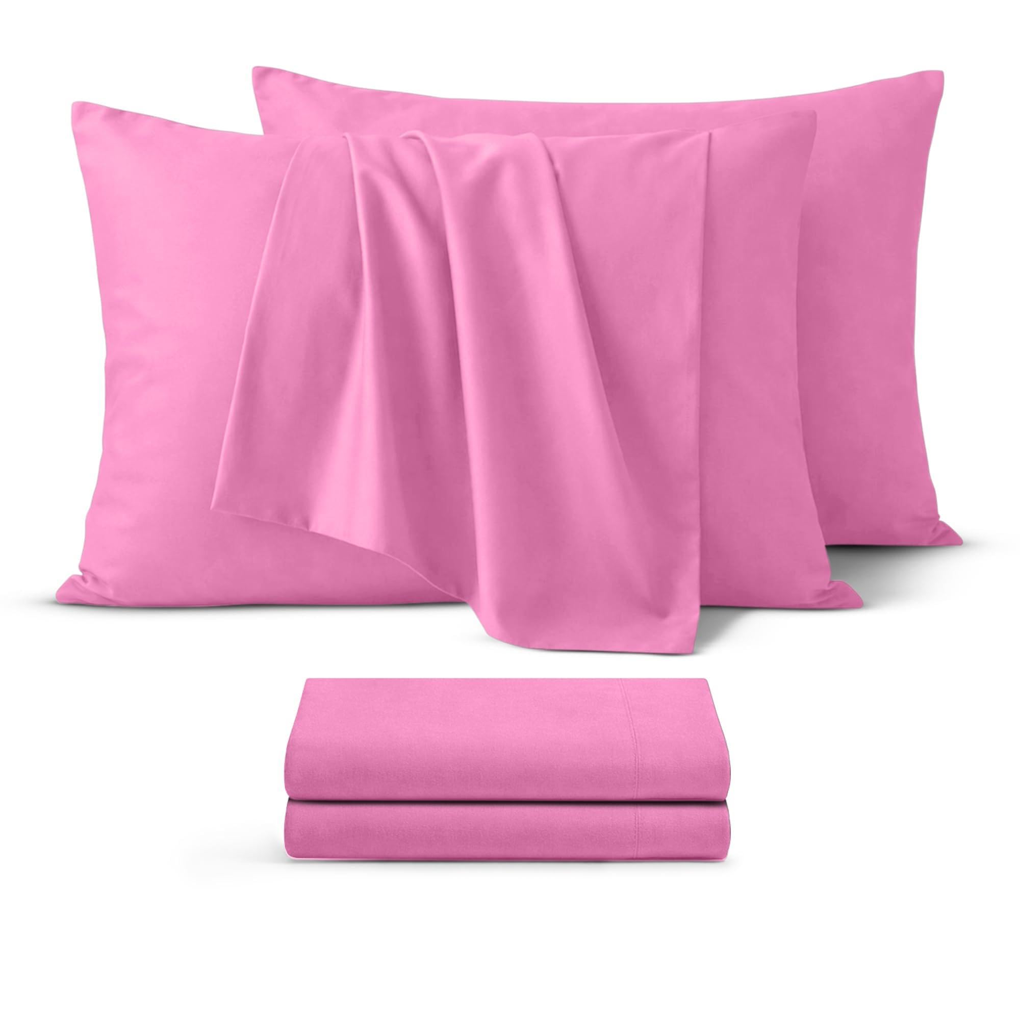 BEDIO Pink Pillow Cases 2 Pack (Pillows Not Included) – Standard Size 100% Brushed Microfiber Pillowcases with Envelope Closure Pillow Covers (50x75 cm)