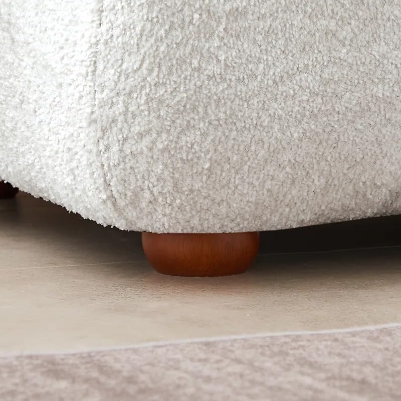 Image of Boucle Fabric Upholstered Samuel Diwan, Couch, Chaise Lounge, Settee, Sofa, Chaise Lounge, White