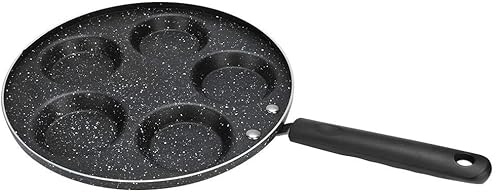 Miniatura 5 de Fdit Sartén antiadherente, material de aluminio, diseño de 5 agujeros redondos, adecuado para desayuno y cocina de tortilla