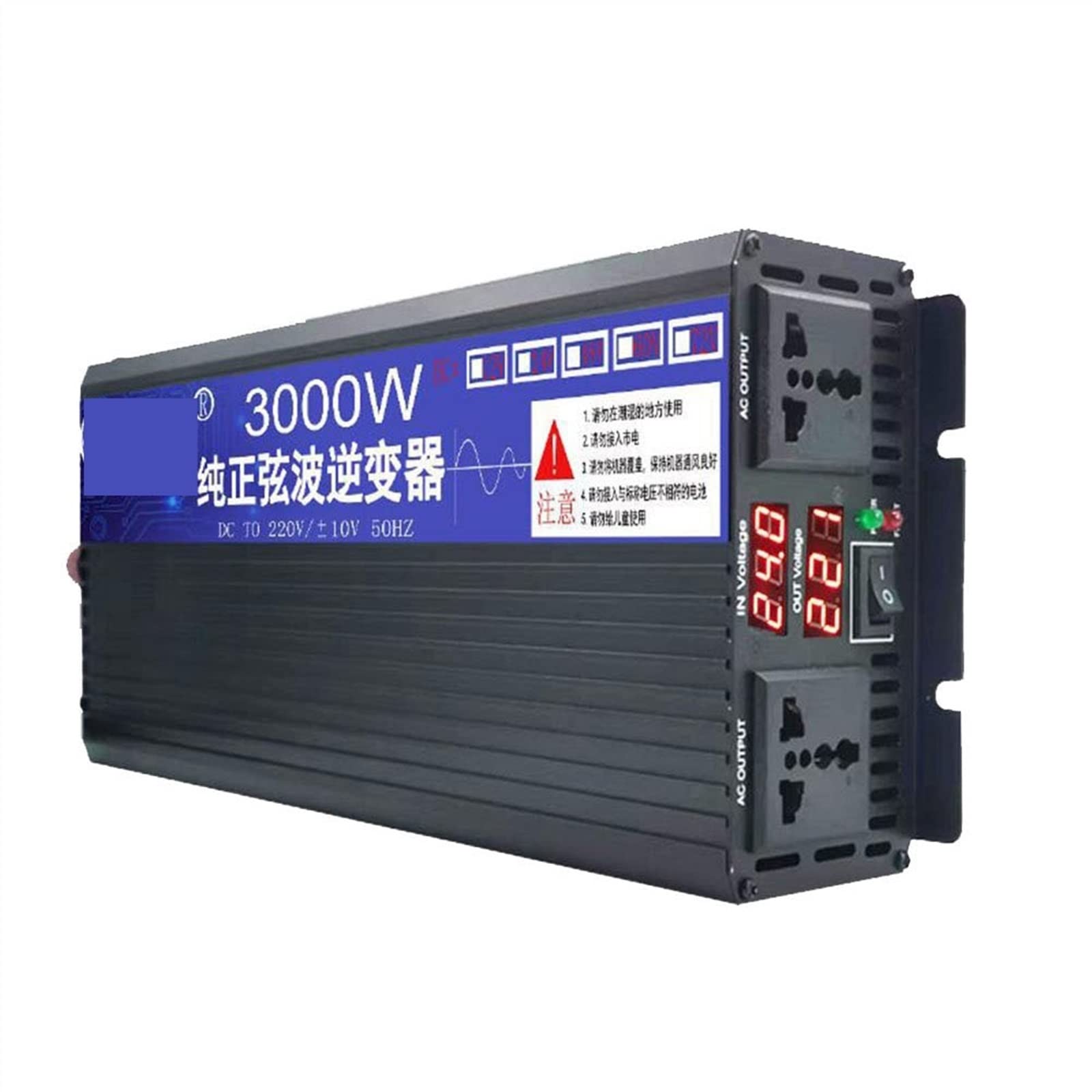 Falownik, Przetwornica napięcia z czystą falą sinusoidalną 2600W 3000W 4000W 5000W przetwornica 12V 24V transformator DC na AC 110/220 konwerter samochodowy Inversor diodą LED(3000W,24V)
