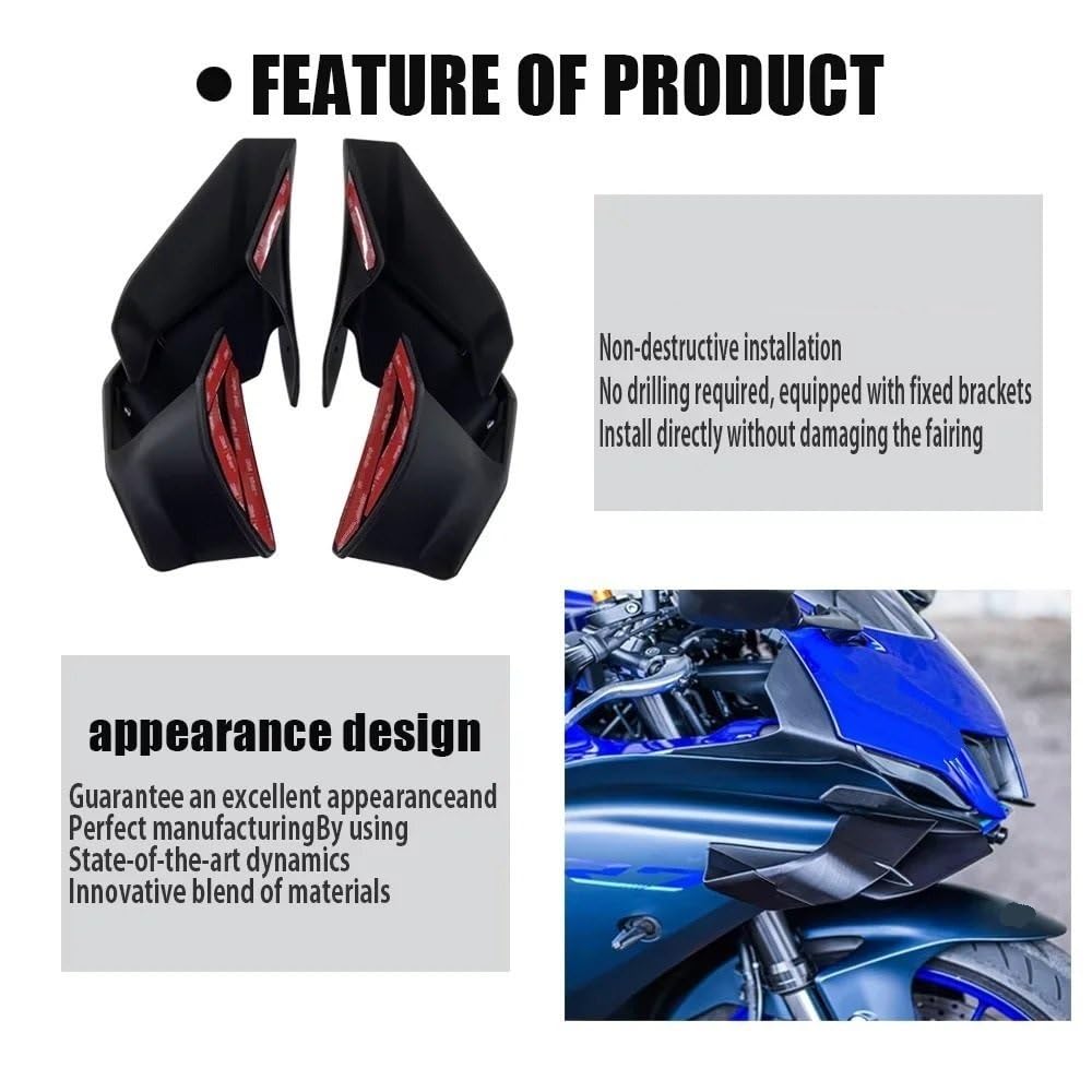 Wingletów Motocyklowych Pasuje do YZF-R7 R7 YZF R7 YZFR7 2021 2023 przednie skrzydło aerodynamiczne lotki boczne Winglet Fairing motocykl stałe skrzydło Spoiler Przednie Aerodynamiczne Winglety
