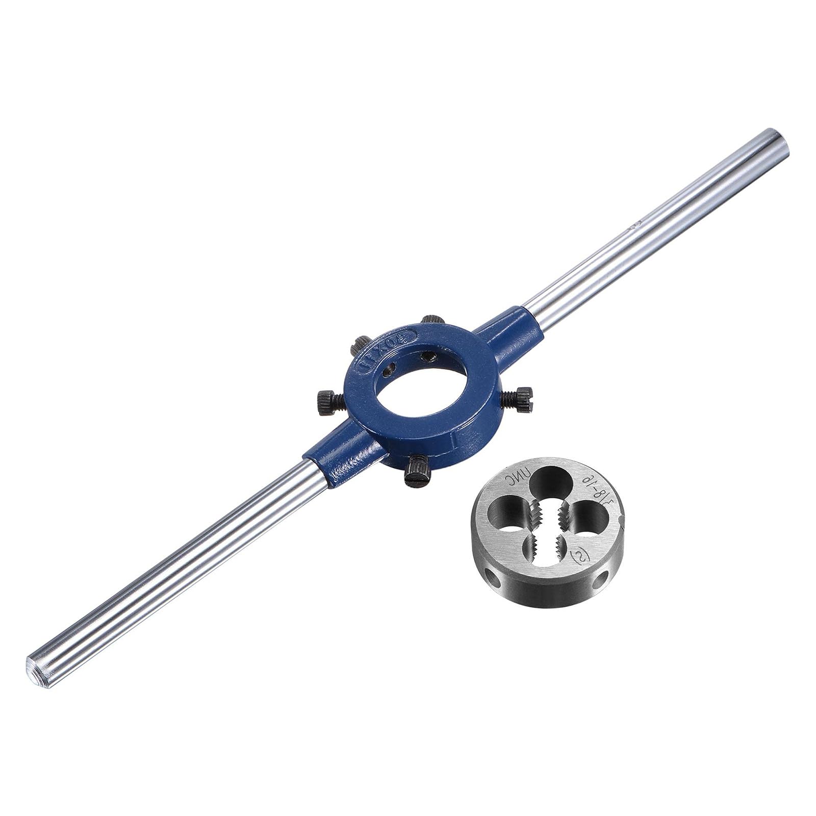 Boxonly Round Die Stock Handle Wrench Set,3/8-16 UNC Threading Die and 30mm Die Holder (Fits: 20mm-30mm OD Die / M9-M11 Thread Die) Adjustable for