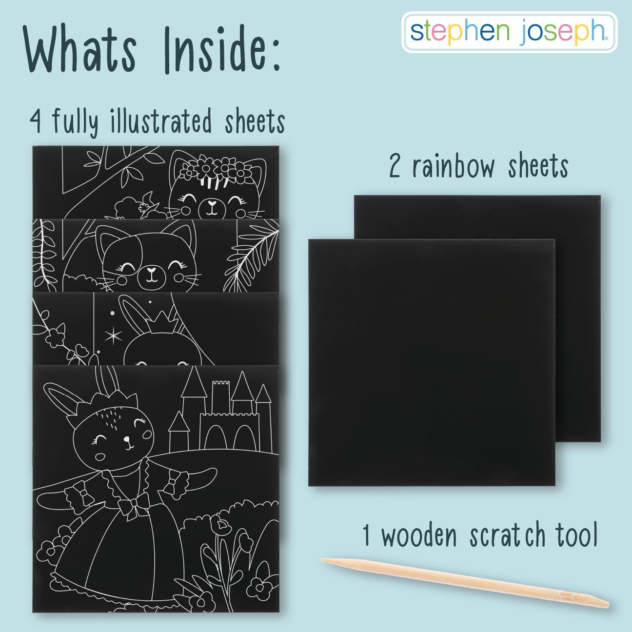 Stephen Joseph, Scratch Art Kit, 7 Piece Kit, Scratch Art for Girls and Boys, Ages 4+, Craft Art Kit, Dino