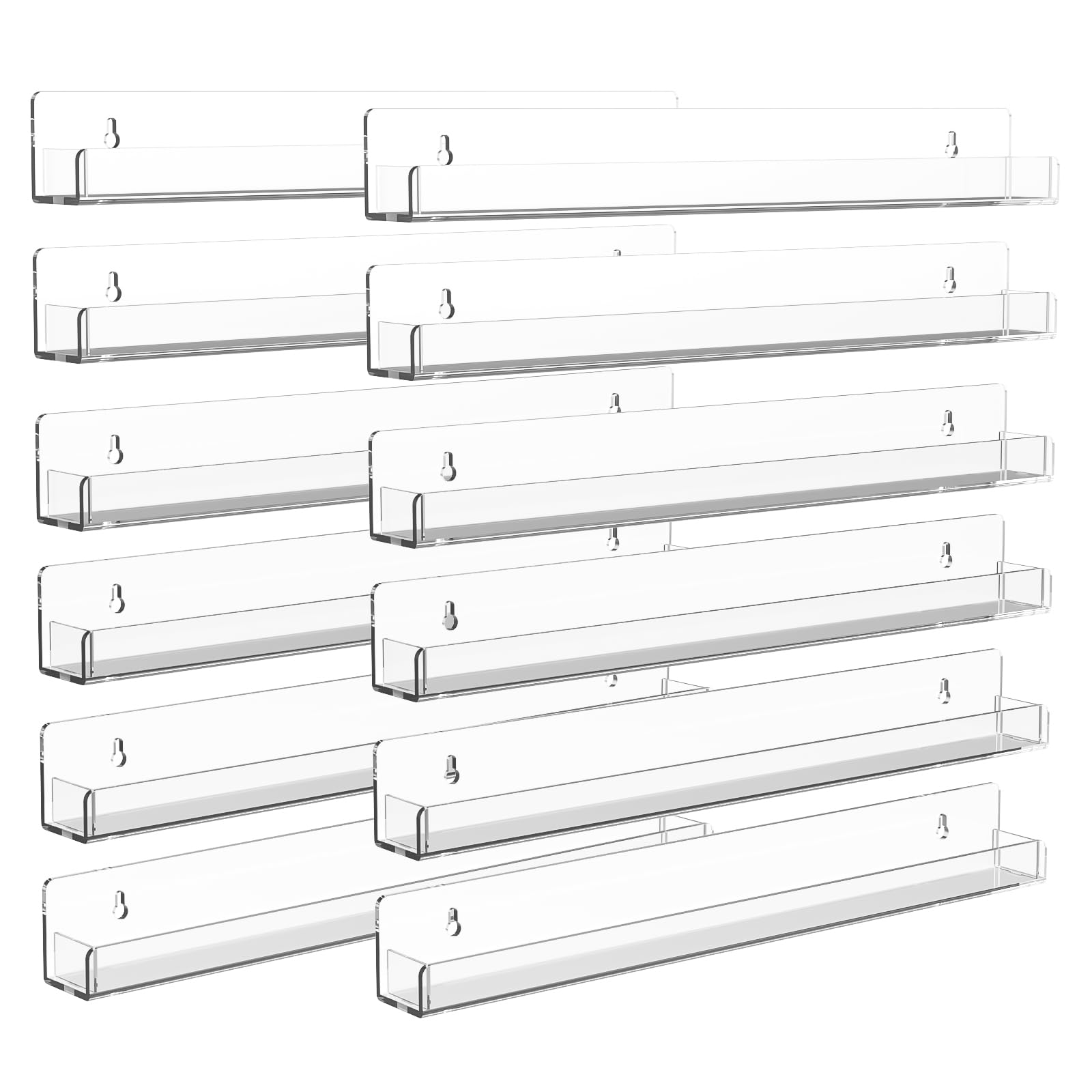 SOVQUEST Nail Polish Shelf Wall 15 Inch Acrylic Clear Rack Sunglass Organizer Multi-Purpose Floating Shelves for Beauty Salons Retailer Dressing Room