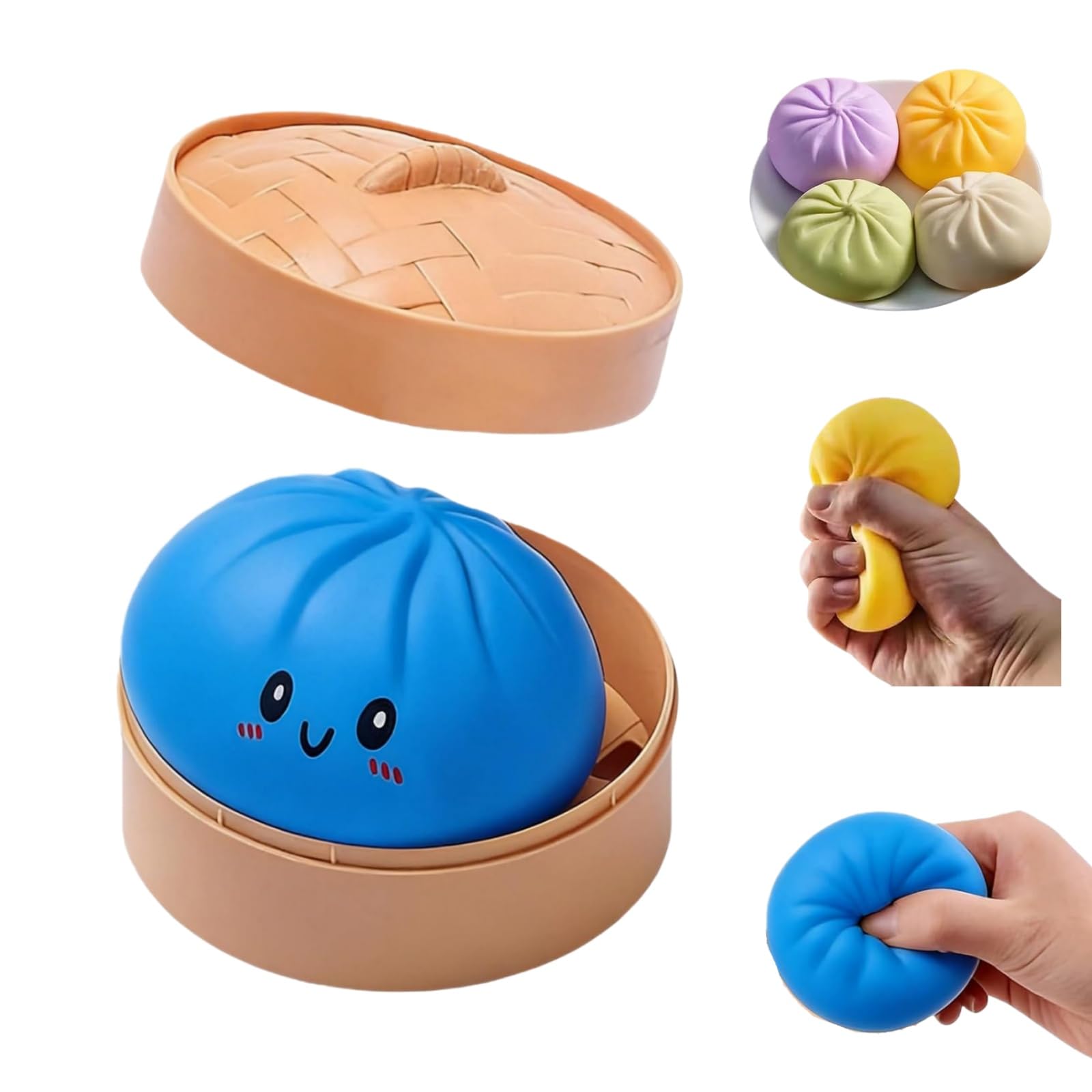 Giant Glitter Dumpling, Blue Giant Squishy Dumpling Stress Toy Cute Steamer Bun Design Stress & Anxiety Relief Squishy Dumplings Toys (Blue)