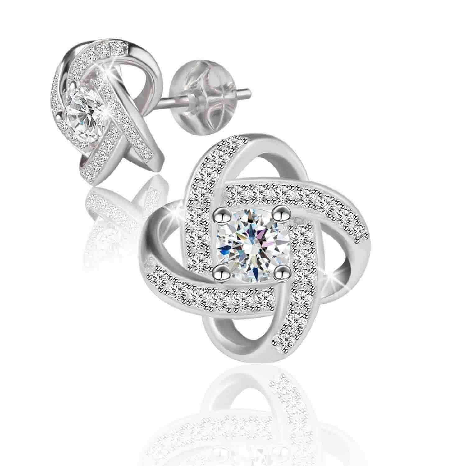 J.RoséeSwarovski Elements Crystal 18K Gold Plated 925 Sterling Silver Studs Earrings for Women Ladies Girls Gift Package J.Rosée Fashion Jewelry…