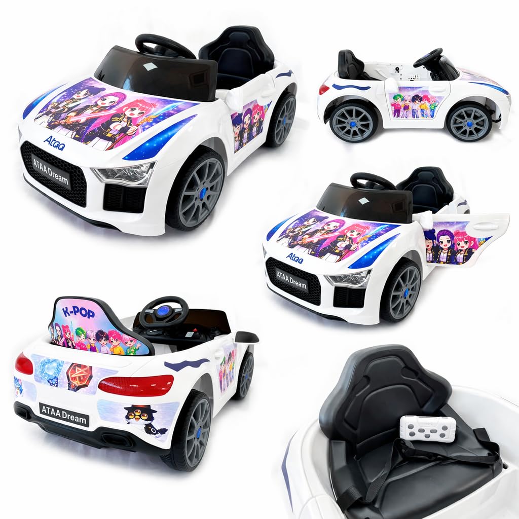 Coche eléctrico Infantil ATAA K-Pop 6V con Mando Parental, Luces y música, Coche niños con Control Remoto y cinturón, 3-4 años - Blanco