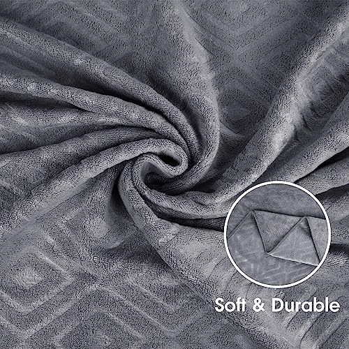 Image of JML Bath Towel, Microfiber Bath Towels Set 6 Pack (30 inch x 60 inch) - Large Size, Extra Absorbent, Quick Drying, Grey Diamond Embossed