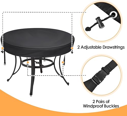 Miniatura 9 de TOHONFOO Cubierta de mesa redonda de altura de barra, impermeable, anti-UV, se adapta a mesas redondas al aire libre de hasta 30 a 32 pulgadas