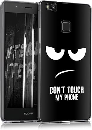 kwmobile Funda para Huawei P9 Lite - Carcasa de [TPU] para m?vil y dise?o Don't Touch my Phone en [Blanco/Negro]