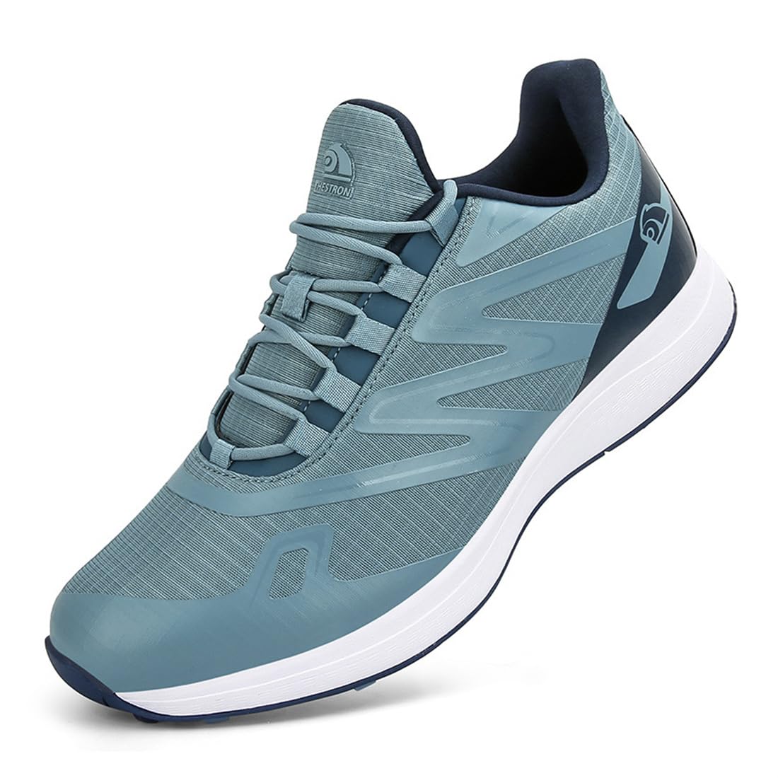 VEACAM Men Golf Shoes Mesh Breathable Golf Walking Sport Sneakers Lightweight Fashion 10 Spikes Golf Trainers,Blue,13