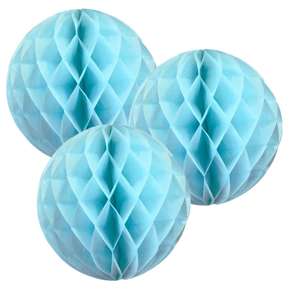 14"(35CM) Paper Honeycomb Balls (Pack of 3) Several Colours Available (Baby Blue)