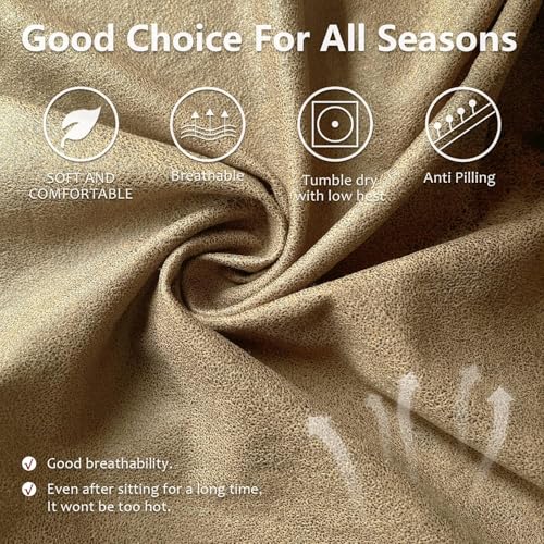 Image of molasofa Recliner Sofa Covers - 8 Pieces Stretch Leather Like Large Couch Covers for 3 Seats Reclining Slipcovers with Elastic Bottom (Mustard)