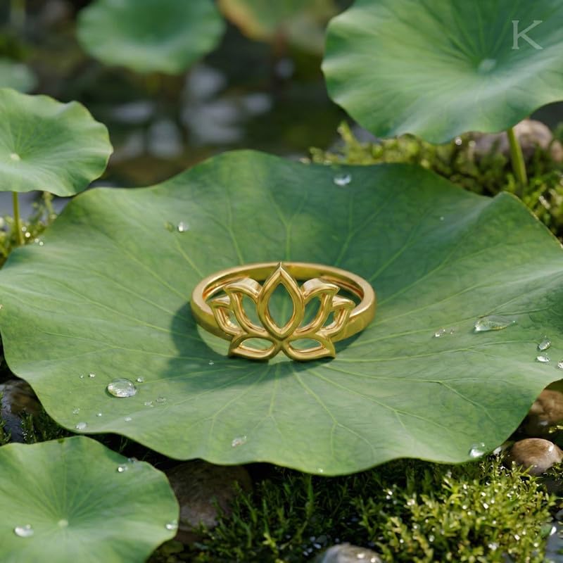 Image of KISNA 9KT / 14KT / 18KT Lotusia Yellow Gold Ring For Women | S14