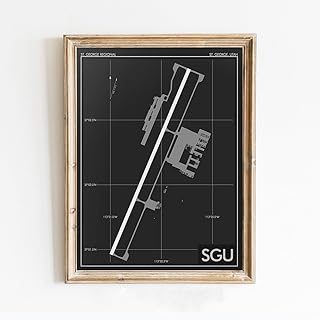 Modern Poster of St George Regional Airport Sgu | 11x17 12x18 16x24 24x36 Unframed Print Wall Art | Minimal Traveler Gift | Minimalist Home Office Decor