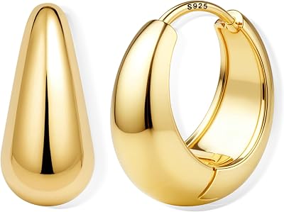 FIOROYAL Pendientes De Aro De Plata De Ley Para Mujer Pendiente Chapado En Oro De 14K Quilates Pendiente De Aro Pequeño Hipoalergénico Para Mujer Pendientes Huggie De Oro De Moda（Oro/Plata）
