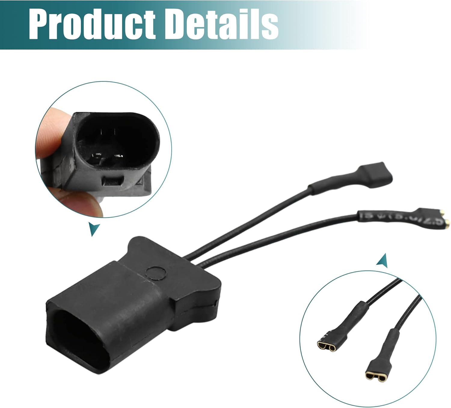 Close-up of the car horn adapter showing connection points