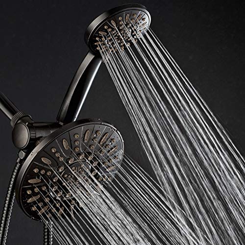 Aquadance 7" Premium High Pressure 3-Way Rainfall Combo With Stainless Steel Hose – Enjoy Luxurious 6-Setting Rain Shower Head And Hand Held Shower Separately Or Together – Oil Rubbed Bronze Finish #TOP1