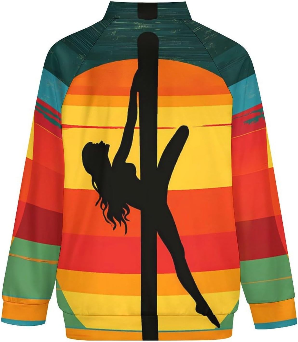 Vintage Pole Dancing Silhouette Men's Zip Up Sweatshirt Casual Sweater Jackets Long Sleeve Tops Lightweight Coat