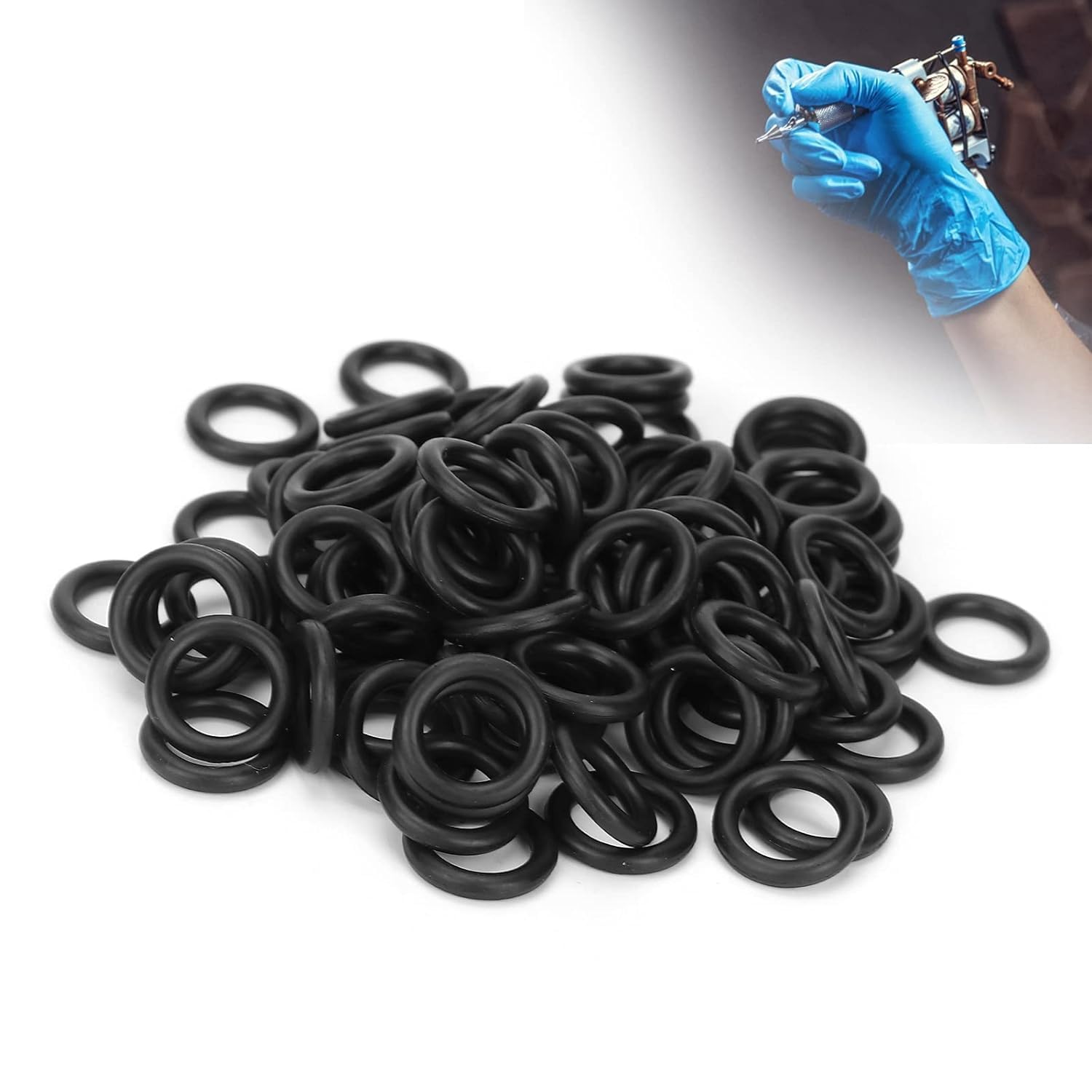 100 Pcs Tattoo O‑Rings, Elastic Rubber Tattoo Tool Supplies for Tattoo Machine Gun Spring Armature Bar Repair