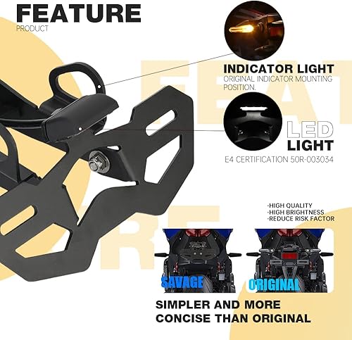 Miniatura 6 de Soporte de placa de matrícula para MT-09SP 2022 2023 cola de motocicleta, eliminador de guardabarros ordenado, luz LED, accesorios E4