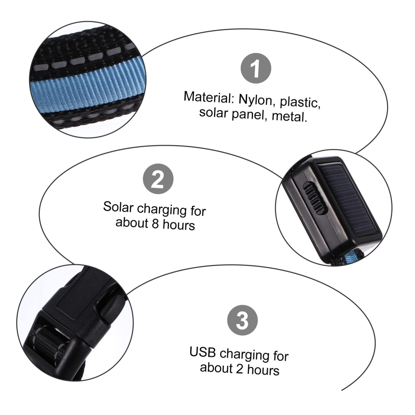 FOMIYES 3juegos Collar Led Recargable Solar para Collar De Seguridad Nocturna Accesorio para