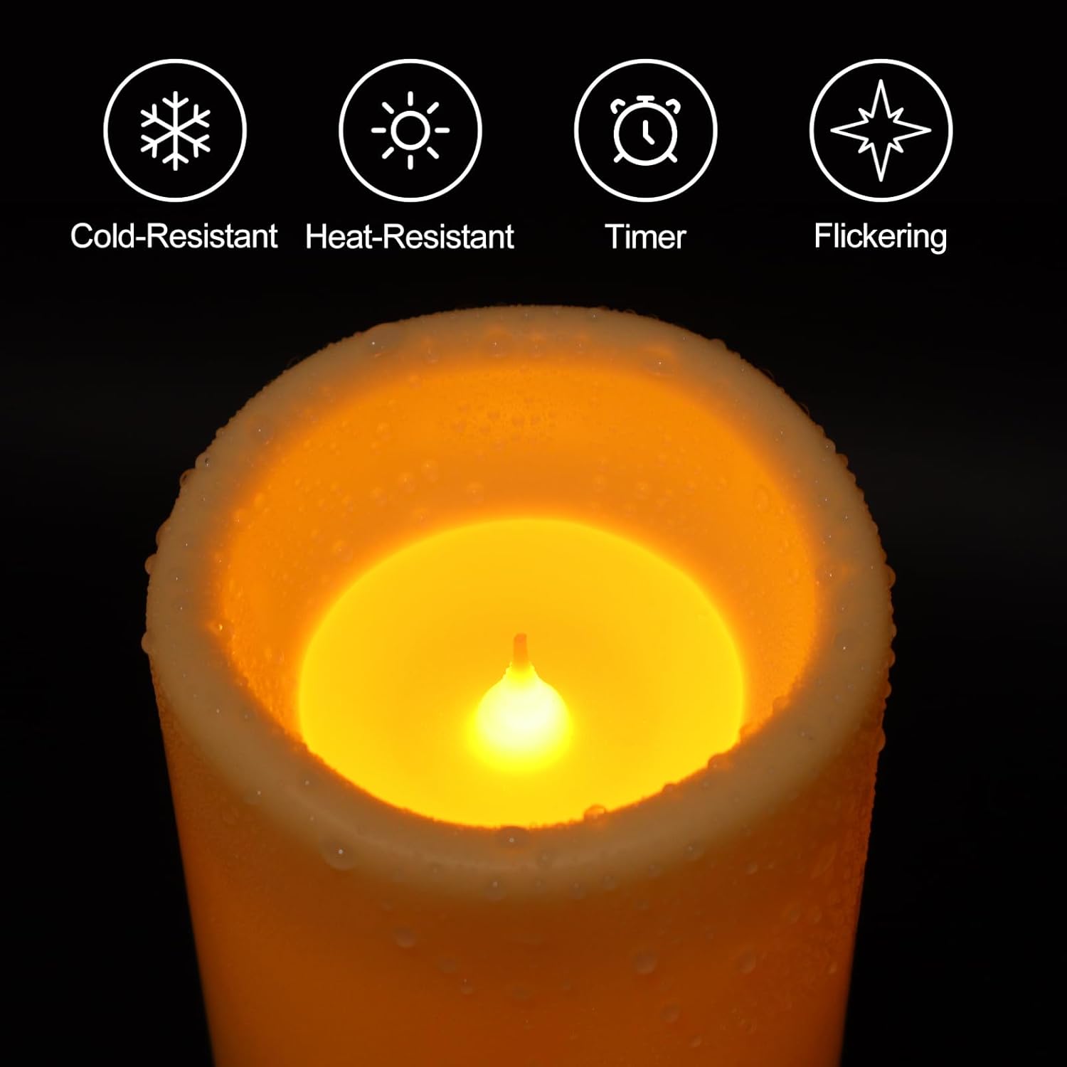 2 Pack Extra Large Outdoor Candles with Timer Waterproof, 14" x 4" Flickering Flameless Candles Battery Operated with Remote, Tall LED Pillar Candle for Outdoor Lantern, Patio, Porch, Ivory