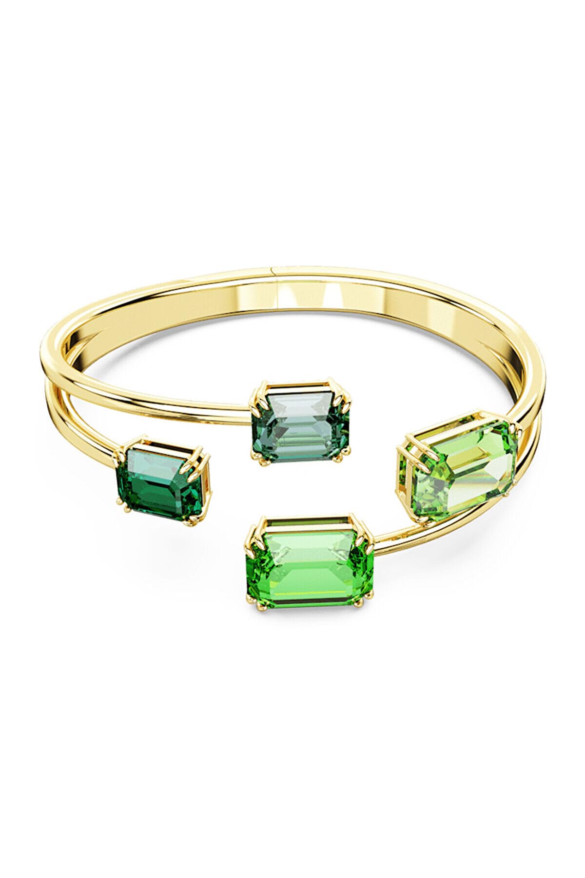 Swarovski Millenia - Bracciale da donna, placcato oro, taglio ottagonale, grande, colore: verde, Large, Cristallo, Zirconia cubica