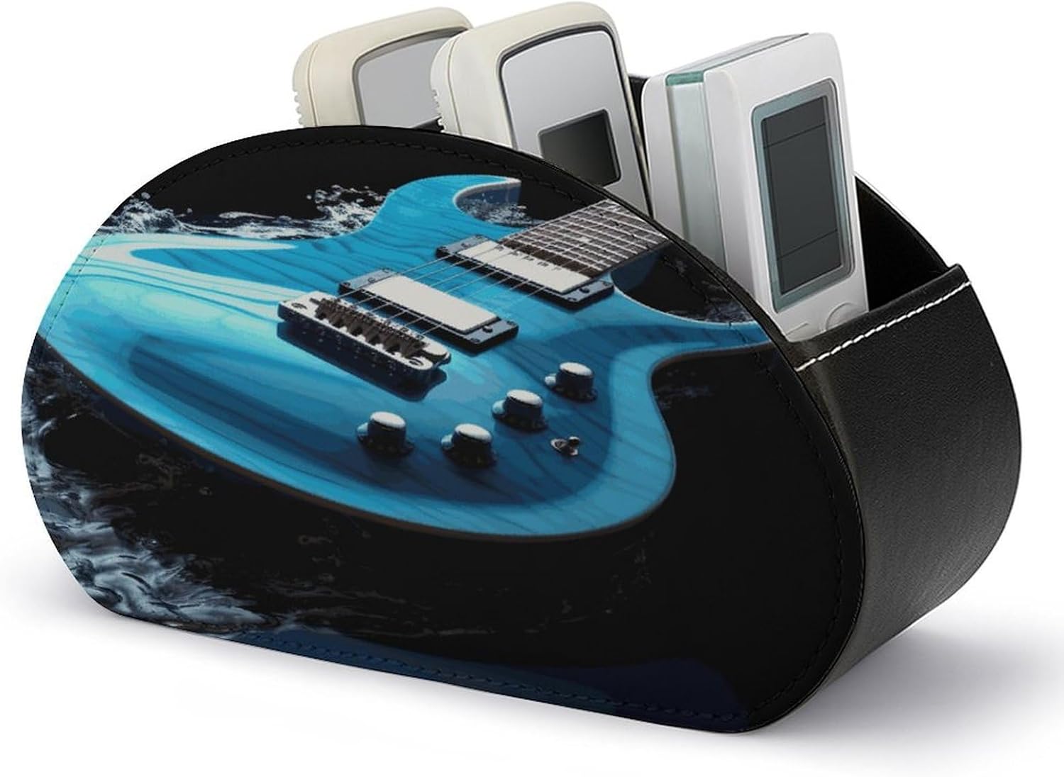 Blue Guitar Remote Control Holder with 5 Compartments
