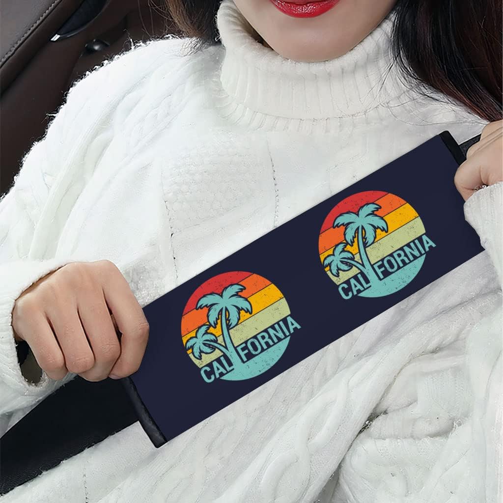 California Car Seat Belt Pads - Palm Tree Seat Belt Covers - Vintage Seat Belt Covers