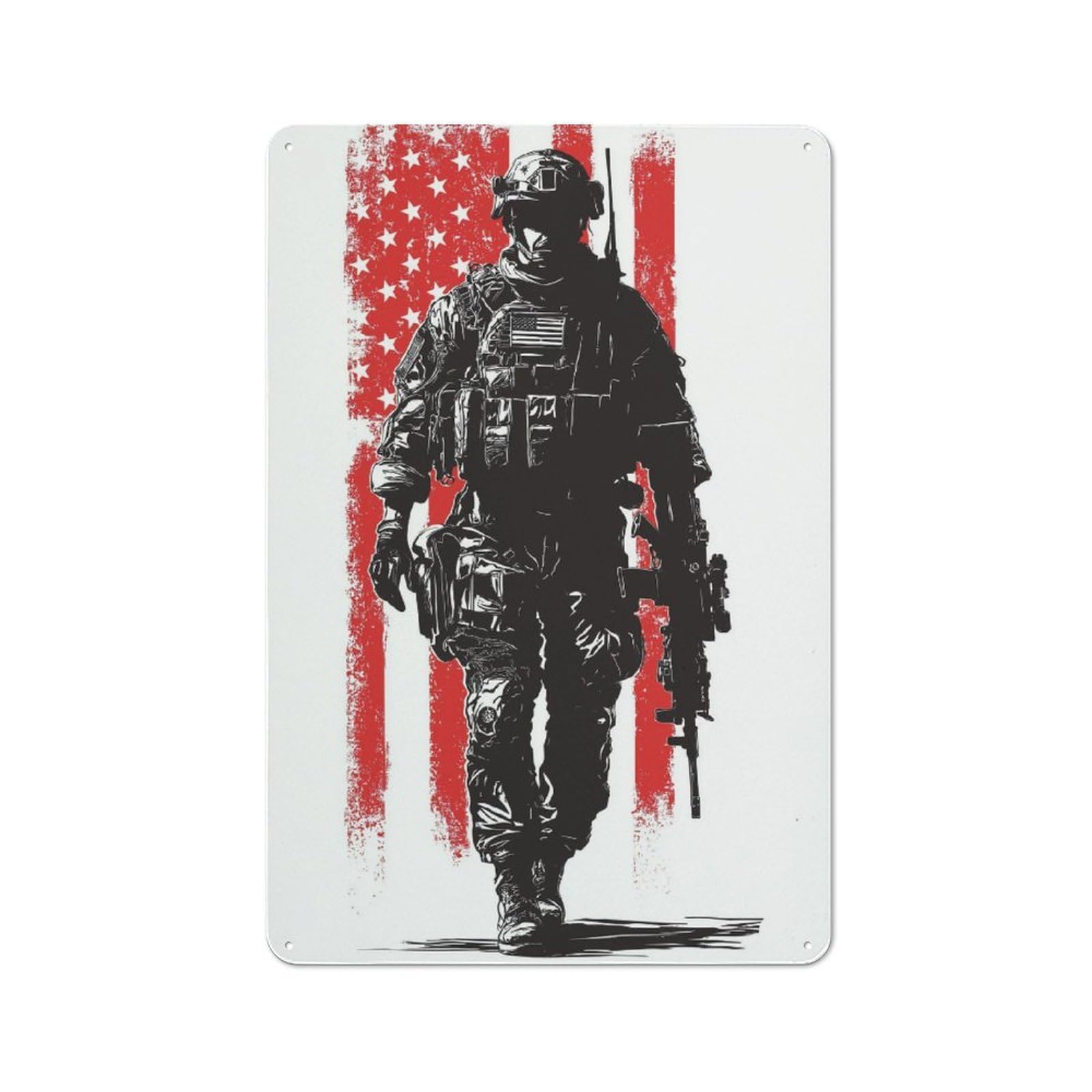 Junmoney Silent Sentinel Rustic Tin Wall Plaque 30X20cm For Guest Room Or Hallway, For Garage, Workshop And Man Cave Decoration