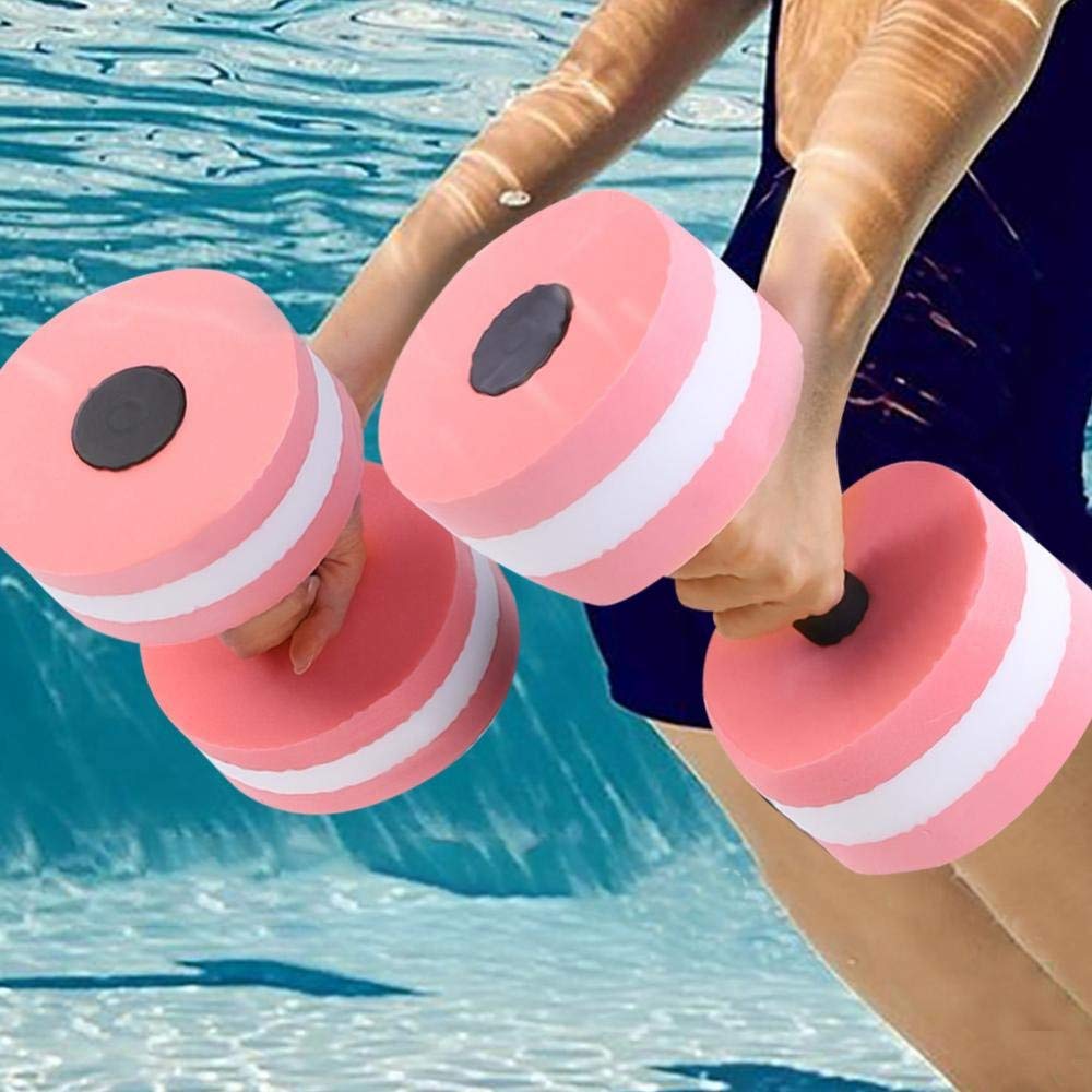 Hantle fitness, 1 para piankowe wytrzymałe hantle basen sztanga pływak aqua ćwiczenia sprzęt do aerobiku w wodzie kulturystyka trening fitness joga (różowy)
