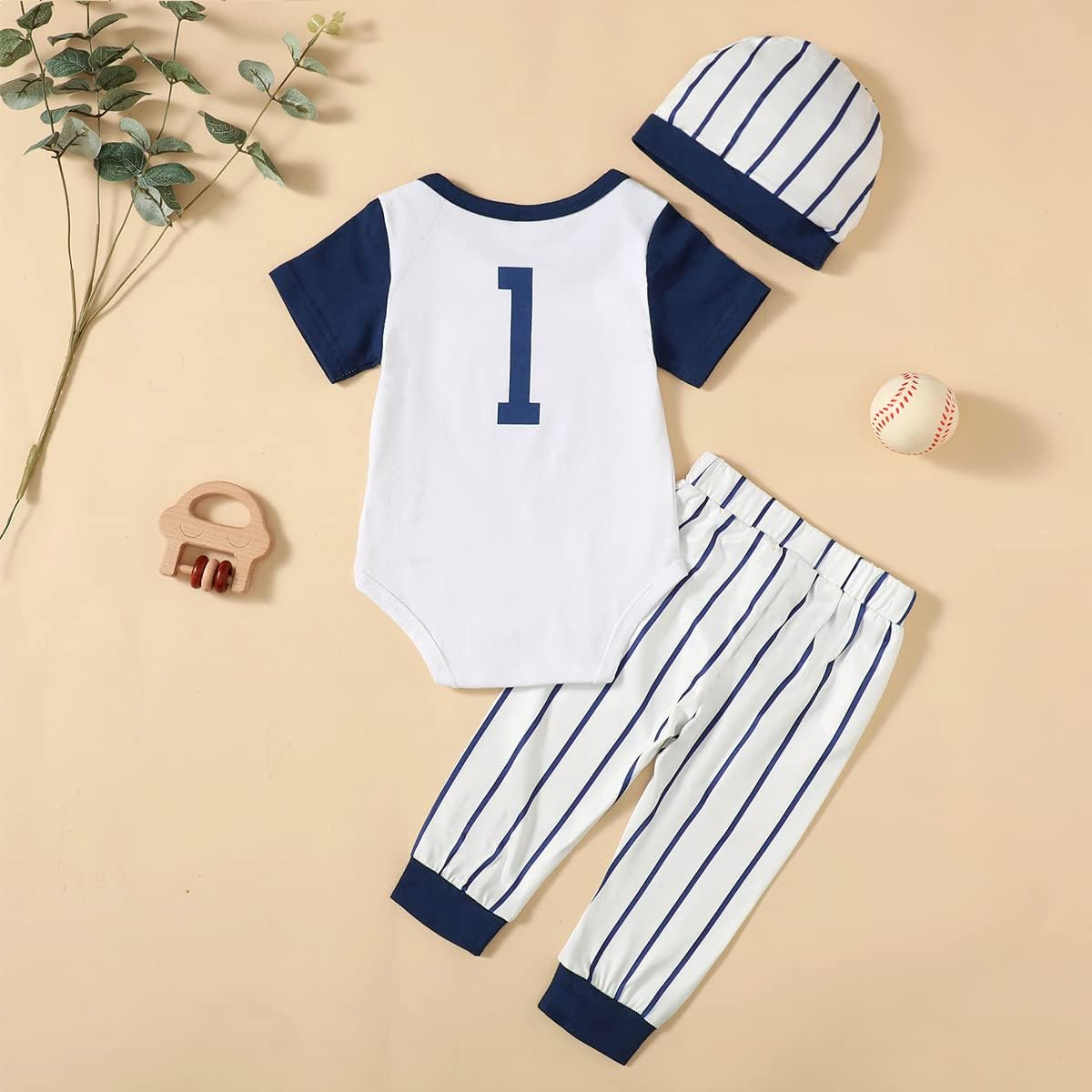 Baby Boy 1st Birthday Outfit - One Year Old Sports Baseball Bodysuit - Image 3