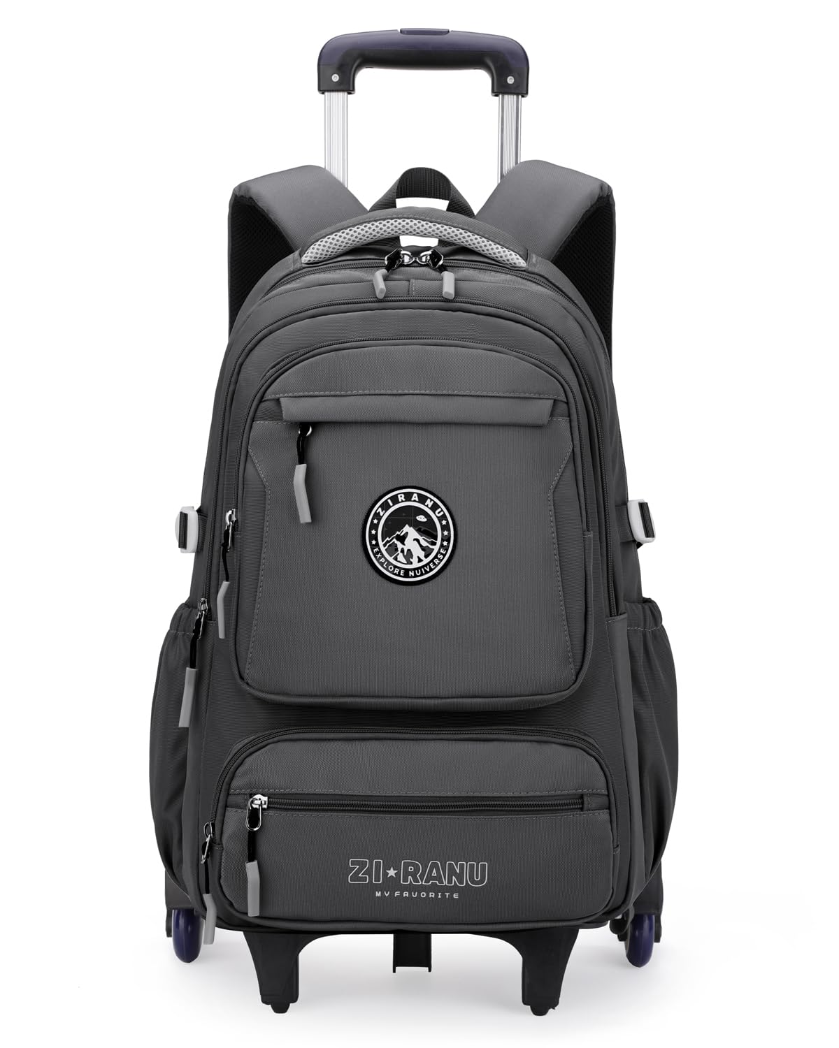 Tanou Cartable a Roulettes pour Garçons, Sac à Dos Scolaire avec 6 Roues | 30L, Imperméable Trolley Daypack Adolescents Décontracté pour le Collège et le Lycée, Gris