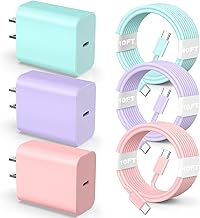 Compatible with iPhone 16 15 Fast Charging Cable 10Ft,3Pack 60W USB C to USB C Fast Charging Cable Cord for Phone 16 15/15 Pro/15 Pro Max/15 Plus, Pad Pro,MacCBoOok Air, Samsunng-GreenPurplePink
