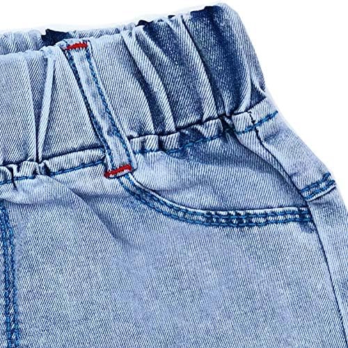 Peacolate 4-11Y Little&Big Girls Summer Denim Shorts Elastic Waistband Flower Ripped Jeans - Image 4