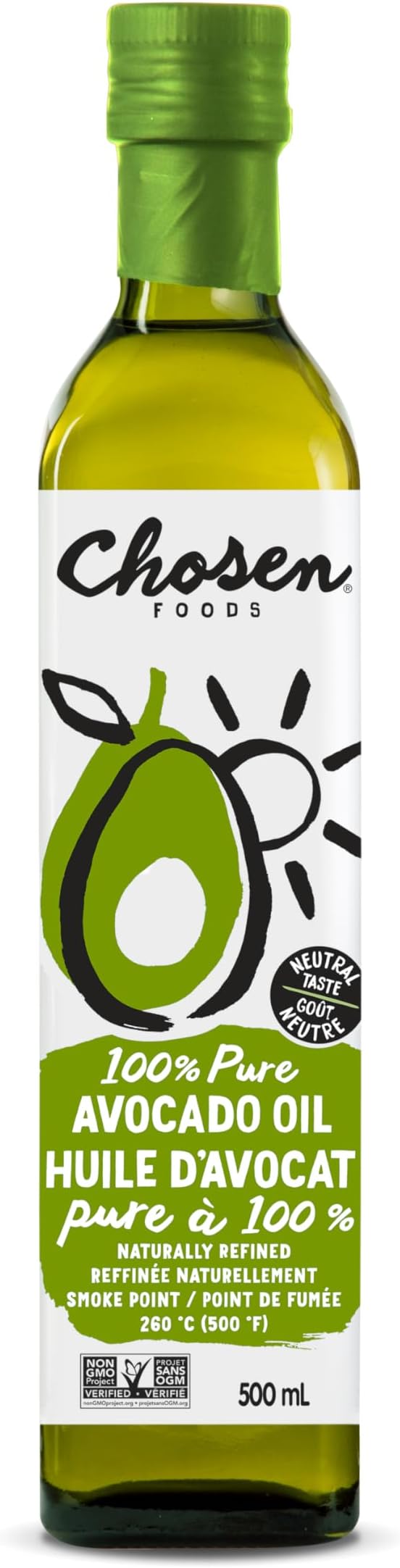 CHOSEN FOODS 100% Pure Avocado Oil, 500 ML