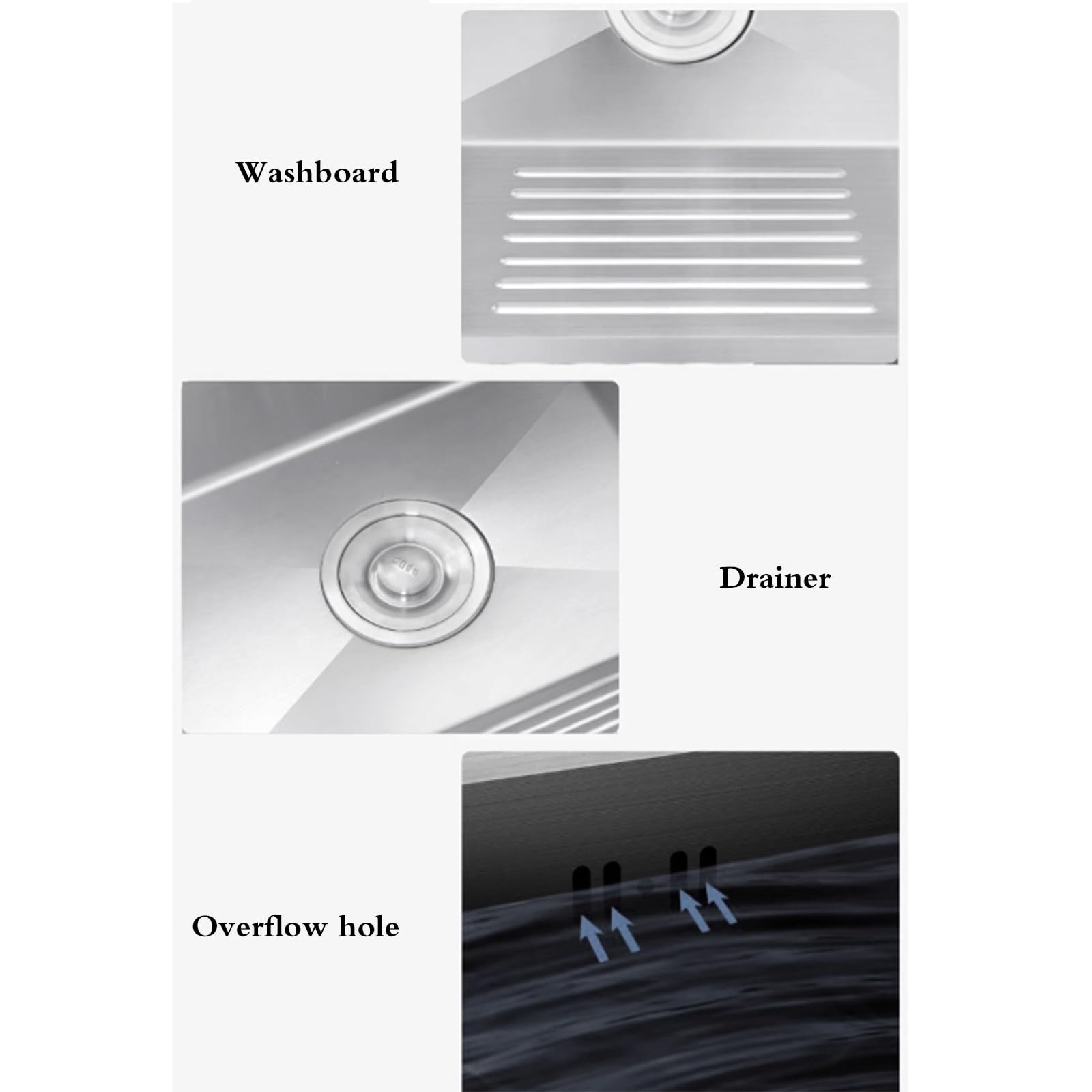 Lavandino Compatto in Acciaio Inox per Camper, salvaspazio, per Piccoli Appartamenti, con ASSE Laterale, Ideale per Lavanderia, Balcone e spazi ristretti (50 x 48 x 22 cm)