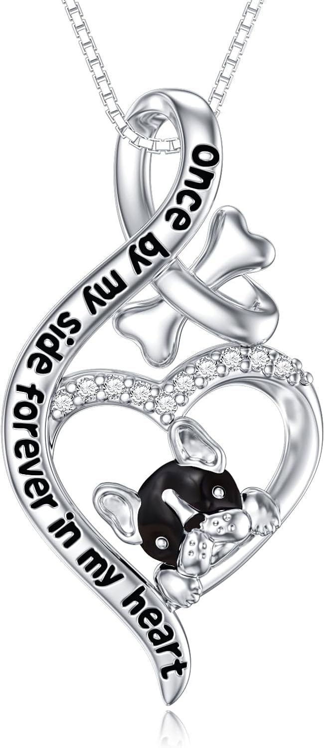 925 Sterling Sliver Yorkshire/Corgi/Labrador/Pug/Bulldog/Paw Print/Cross Necklace Cute Puppy Dog Necklace Jewelry Birthday Gifts for Women Dog Lovers