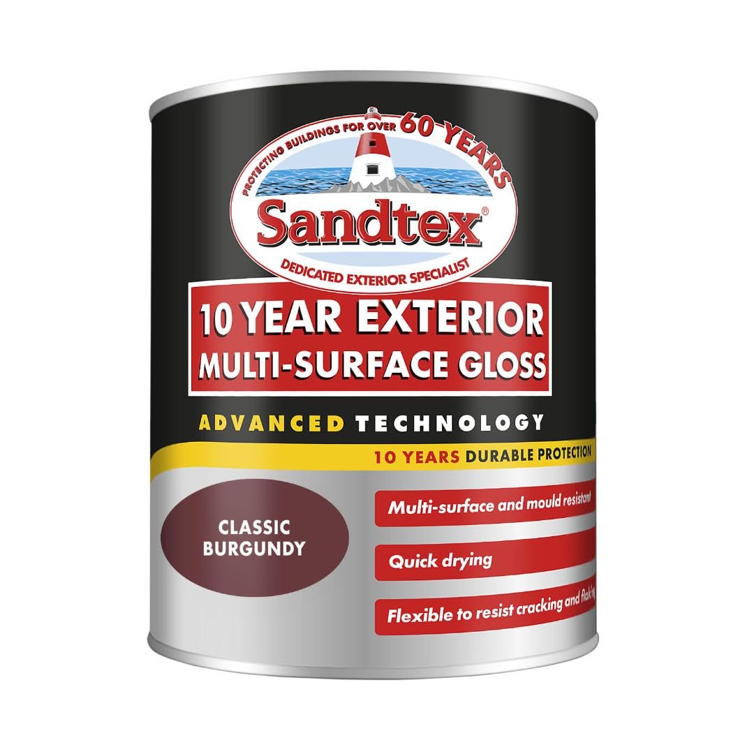 Sandtex 10 Year Exterior Multi Surface Gloss 750ml Classic Burgundy