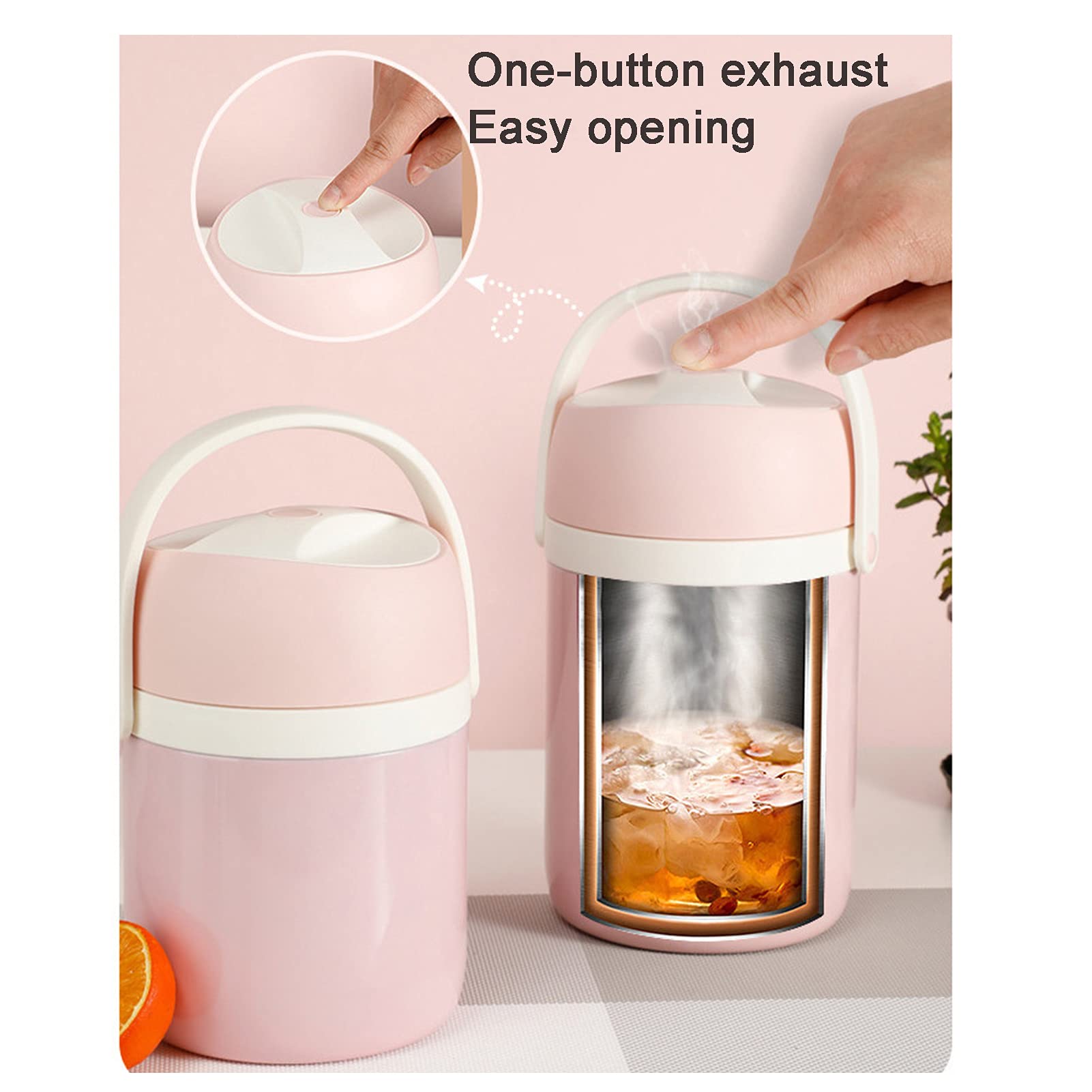 Thermo Bento Boxen,316L Edelstahl isolierter Thermos-Lebensmittelbehälter,Auslaufsicherer Thermobehälter Lunchbox,Stapelbare Snackbox mit Löffel Essstäbchen und Lunchtasche,Grün,1.6L