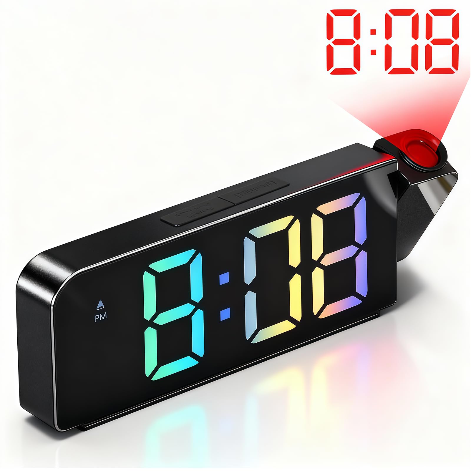 Sveglia con Proiettore Soffitto, Sveglia Digitale da Comodino proiettore girevole a 180°, con Temperatura, Snooze, Luminosità Regolabile, Orologio con Proiezione Ora Soffitto per Camera da Letto