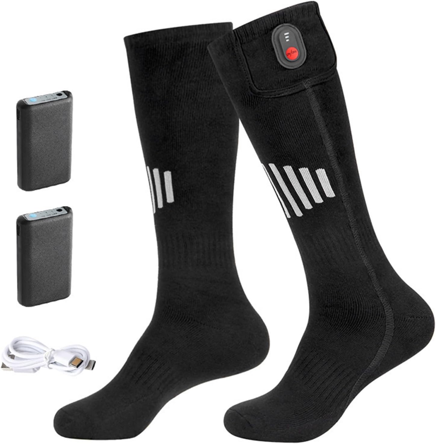 Heated Socks for Men,Rechargeable Heated Socks,3 Heating Levels,Washable,2 * 5000mAh Battery,Winter Foot Warmers for Hunting Skiing Camping