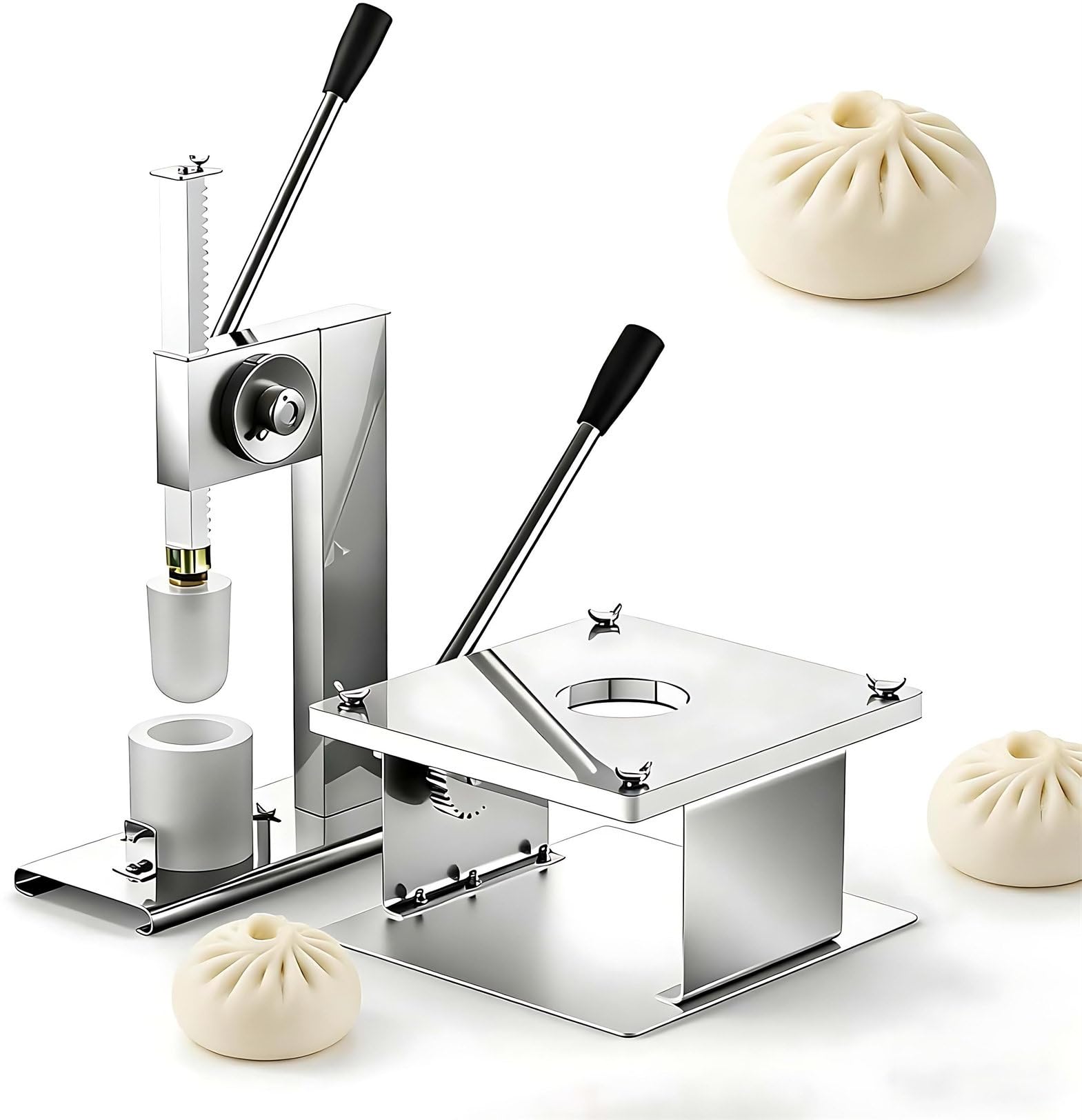 GYKOZY Manual Bun Making Machine, Stainless Steel Steamed Stuffed Bun Making Molds, Commercial Desktop Baozi Maker for Cooking Delicious Baozi, M