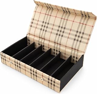 Proniks Sunglass and Eyewear Storage organizer Case and Boxes for 6pcs storage compartment in Beige Black color for Men an...