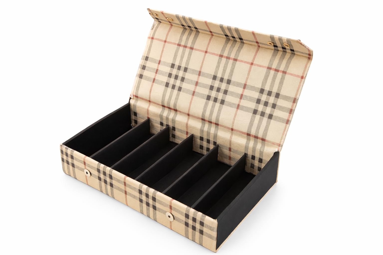 Sunglass and Eyewear Storage organizer Case and Boxes for 6pcs storage compartment in Beige Black color for Men and Women-image-13