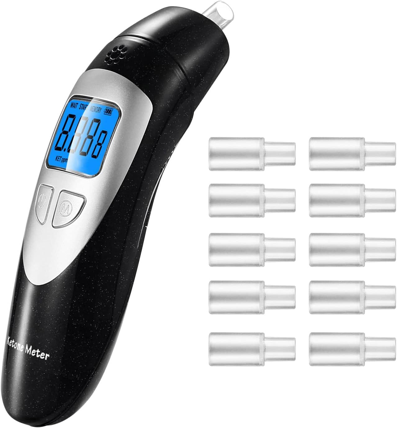 Ketosis Mete for Ketosis Testing - Professional Ketosis Breath Analyzer Home Ketone Breath Meter High Accuracy Ketosis Breath Tester with 10 Mouthpieces