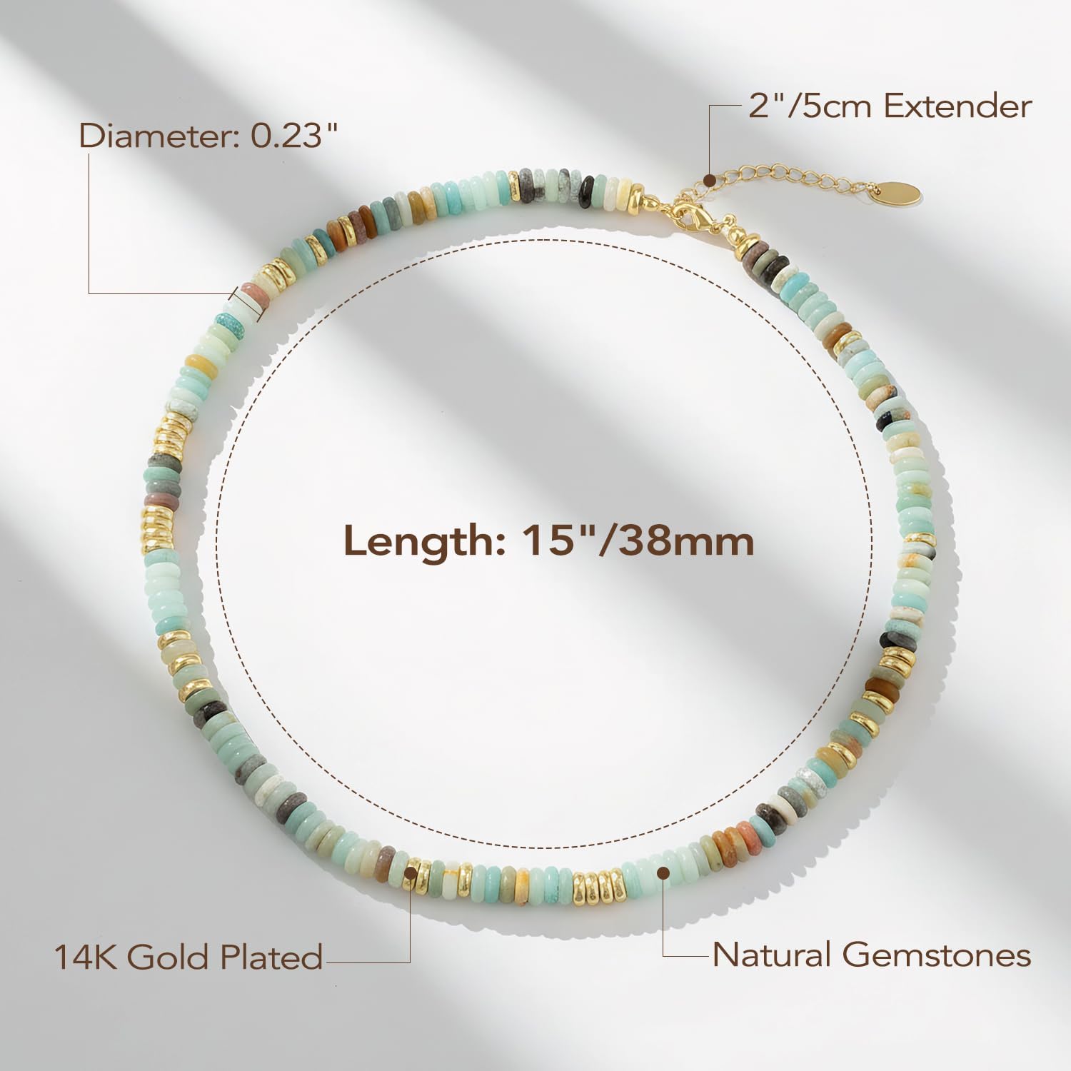 NE-C 14K Gold Plated Layered Boho Bead Choker Necklace - Image 5