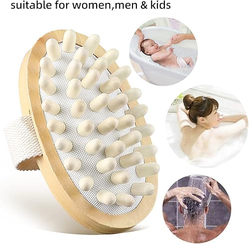 Miniatura 4 de ZEPOHCK Cepillo de masaje corporal de madera natural, masajeador de mano, reducción de celulitis, cepillo de masaje de drenaje linfático, masajeador
