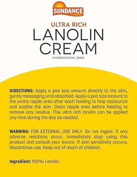 Sundance Lanolin Cream | 7 Fluid Ounces | Ultra Rich Pharmaceutical Grade | Hypoallergenic Supplement